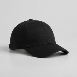 Unisex Black Brushed Cotton Twill Baseball Cap