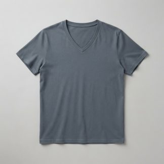 Logo Slate Combed Cotton V-Neck Tee